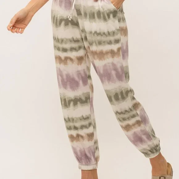 MYSTREE Women’s Tie Dye Joggers – Pastel Sage Lavender Neutral, Size [Insert Siz - Picture 3 of 7